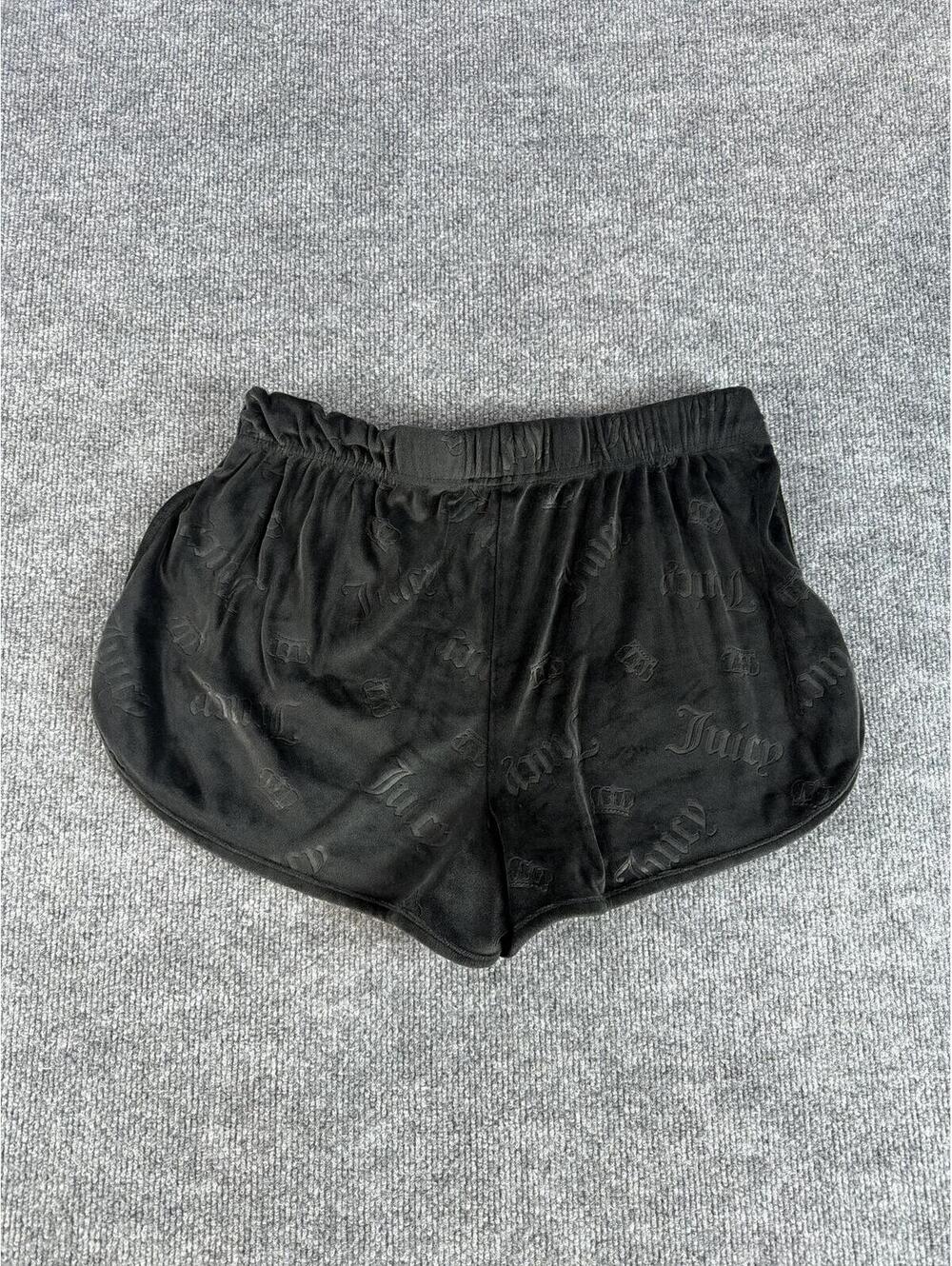 Y2K Juicy Couture Black Velour Logo Shorts Size L - Velvet, 2000s, Loungewear - Picture 4 of 5